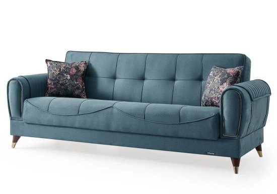 Τριθέσιος καναπές με αποθηκευτικό χώρο σε μπλε απόχρωση