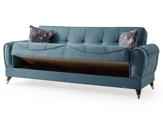 Τριθέσιος καναπές με αποθηκευτικό χώρο σε μπλε απόχρωση
