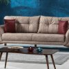 Καναπές-Κρεβάτι τριθέσιος μπεζ χρώμα με υφή δέρματος