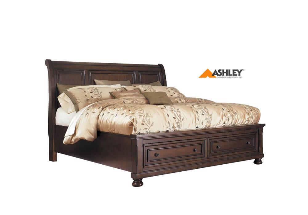 Ξύλινο κλασικό σετ κρεβάτι με συρτάρια και 2 κομοδίνα Ashley