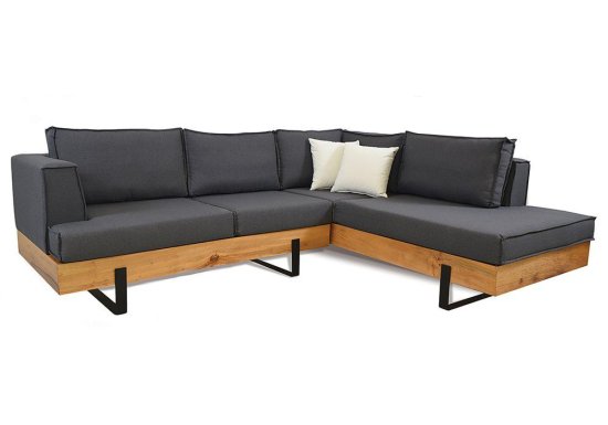 ρουστικ καναπές με ξύλινη βάση