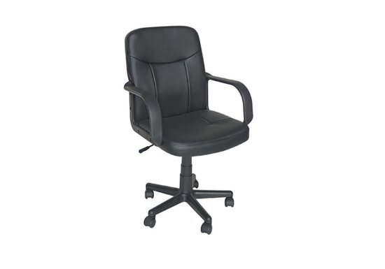 Μαύρη καρέκλα γραφείου με χαμηλή πλάτη και δερματίνη