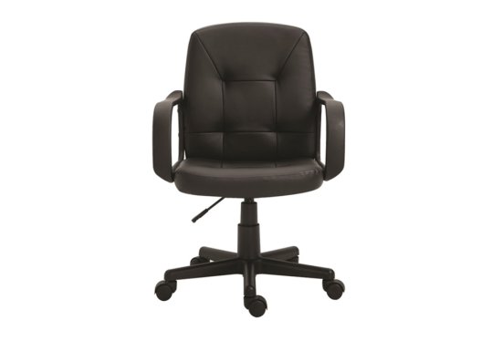 Μαύρη καρέκλα γραφείου με χαμηλή πλάτη και δερματίνη