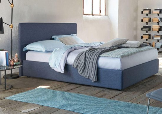 Μοντέρνο μπλε υφασμάτινο κρεβάτι