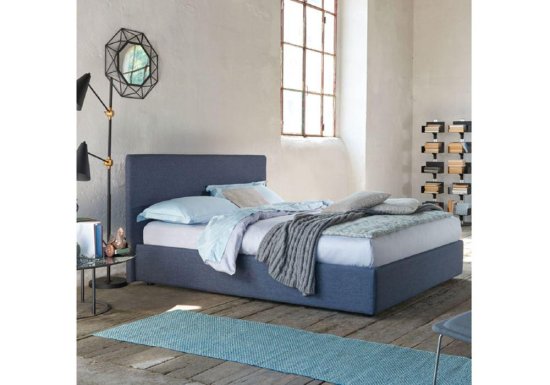 Μοντέρνο μπλε υφασμάτινο κρεβάτι