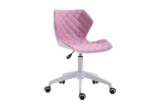 Μοντέρνα καρέκλα γραφείου τροχήλατη ροζ & λευκά πόδια