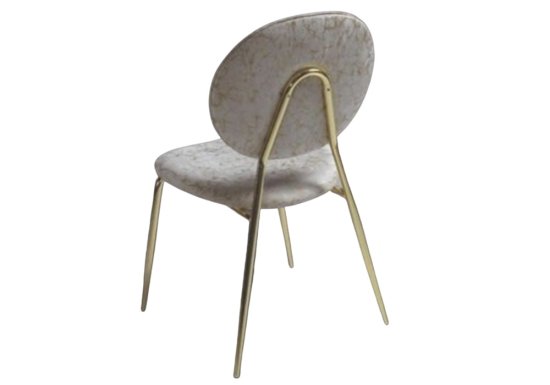 Κομψή καρέκλα με λεπτά μεταλλικά πόδια και οβάλ πλάτη