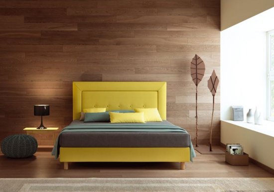 Μοντέρνο κίτρινο κρεβάτι