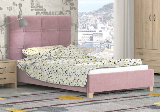Ροζ παιδικό υφασμάτινο κρεβάτι