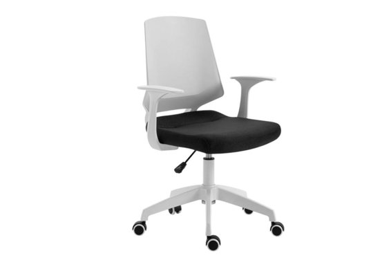 Καρέκλα γραφείου με άσπρο σκελετό και μαύρο ύφασμα