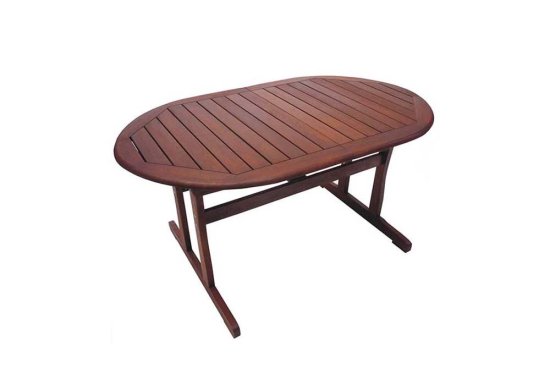 Οβάλ ξύλινο τραπέζι με επέκταση