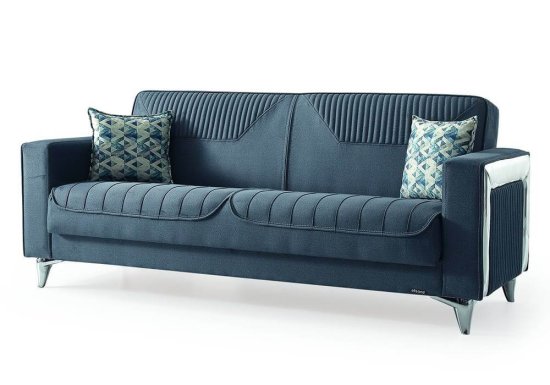 Καναπές κρεβάτι με ασημένια εξωτερικά πλαϊνά
