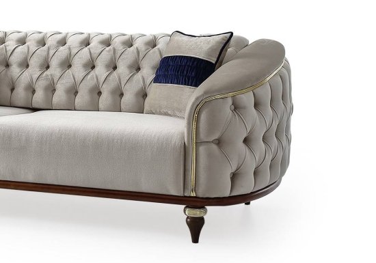 Καπιτονέ luxury καναπές κρεβατι με χρυσές λεπτομέρειες