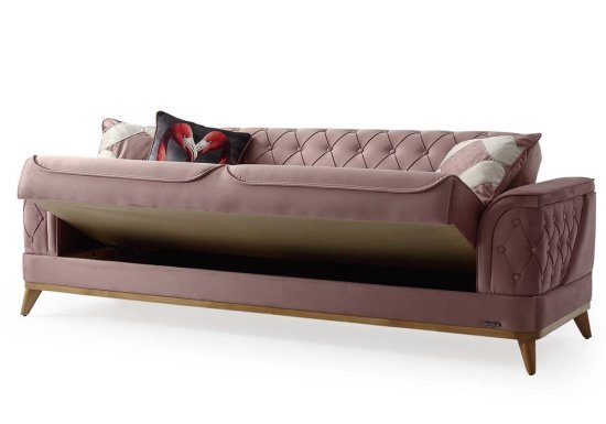 Ροζ καπιτονέ καναπές κρεβάτι flamingo