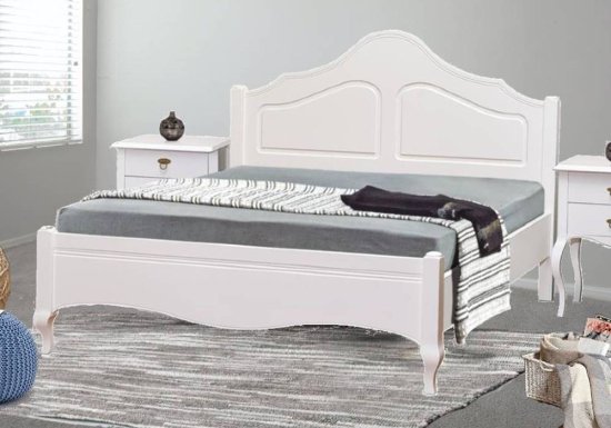 Λευκό ξύλινο κρεβάτι από μασίφ ξύλο