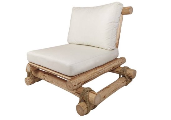 Πολυθρόνα με μαξιλάρια και πλεγμένη πλάτη από σχοινί