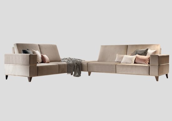 Γωνιακός καναπές με πουφ