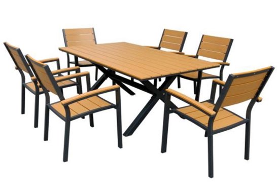 Σετ με 6 πολυθρόνες και τραπέζι με polywood