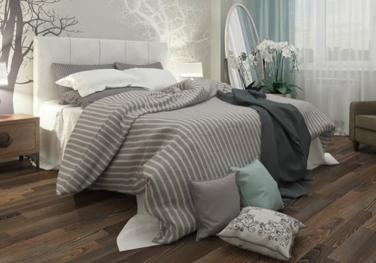 Μοντέρνο κρεβάτι με διακοσμητικές ρίγες