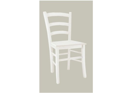 Καρέκλα καφενείου λευκή με ξύλινο κάθισμα