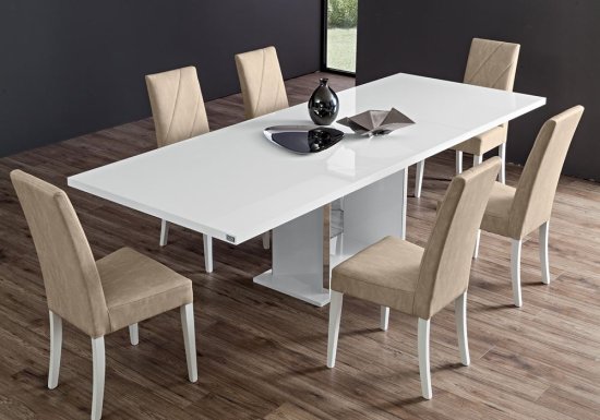 Λευκό τραπέζι μοντέρνο με ή χωρίς επέκταση