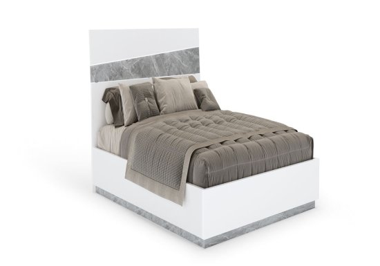 Λευκό κρεβάτι με μαρμάρινο κεφαλάρι