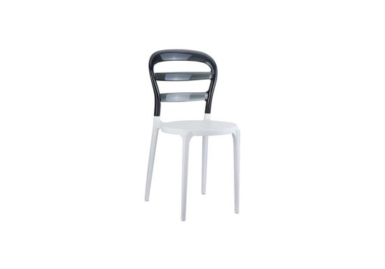 Ακρυλική καρέκλα με άσπρο κάθισμα και μαύρη πλάτη