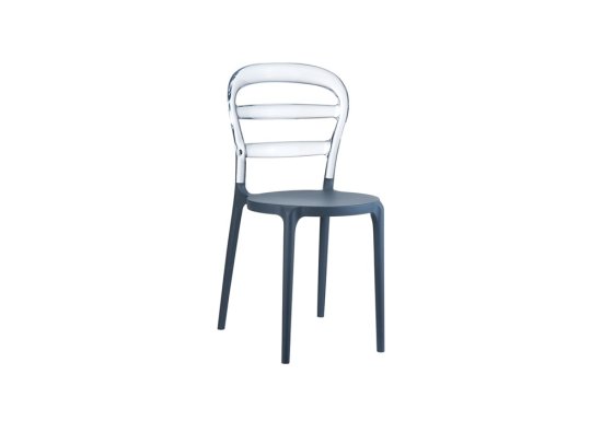Καρέκλα ακρυλική με γκρι κάθισμα και διάφανη πλάτη