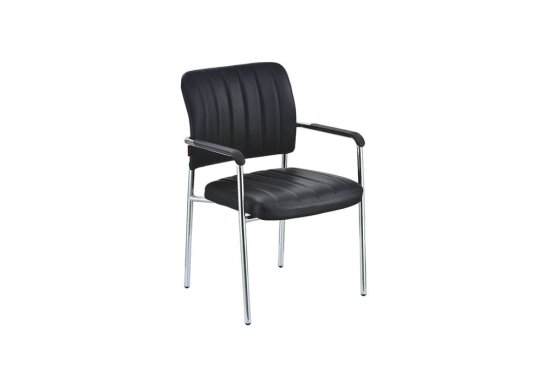 Καρέκλα αναμονής σε χρώμα μαύρο με σχέδιο με γραμμές και ύφασμα από δερματίνη