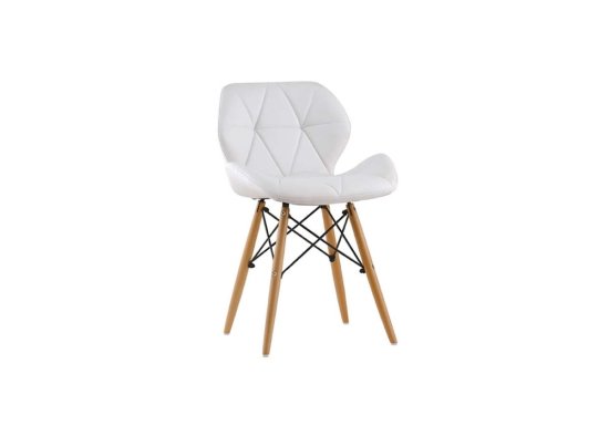 Καρέκλα λευκή ντυμένη με δερματίνη και ξύλινο σκελετό