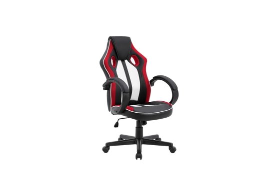 Καρέκλα gaming σε χρώματα άσπρο μαύρο και κόκκινο