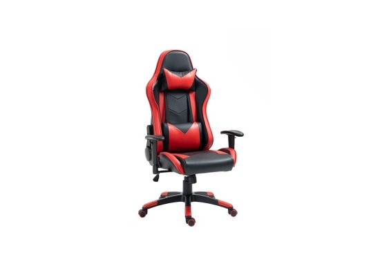 Καρέκλα gaming σε χρώματα μαύρο με κόκκινο ενσωματωμένα μαξιλάρια για το κεφάλι και την μέση