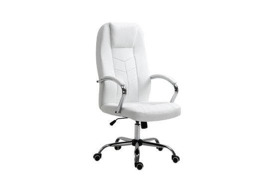 Καρέκλα γραφείου σε χρώμα λευκό με ύφασμα από δερματίνη