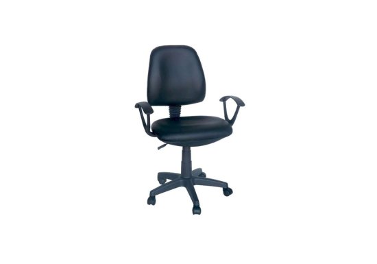 Καρέκλα γραφείου ντυμένη με δερματίνη σε χρώμα μαύρο