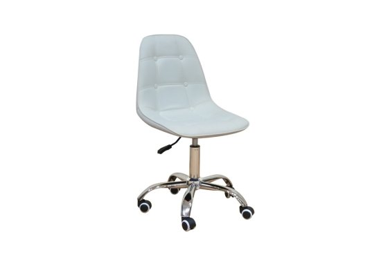 Καρέκλα υφασμάτινη σε χρώμα λευκό με μεταλλικό σκελετό