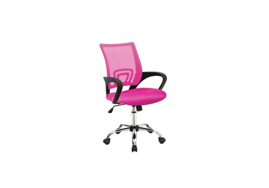 Ροζ καρέκλα γραφείου με μεταλλικό σκελετό