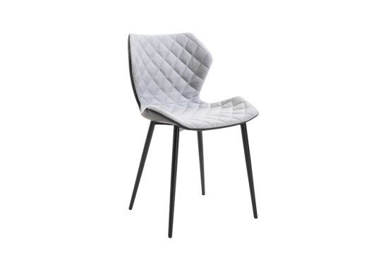 Λευκή υφασμάτινη καρέκλα με καπιτονέ όψη