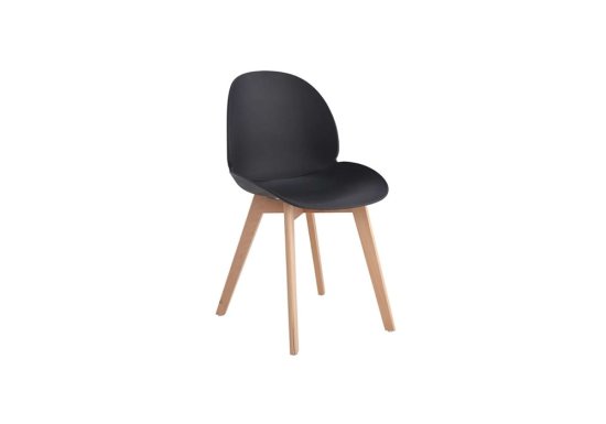 Καρέκλα με μαύρο κάθισμα και ξύλινα πόδια