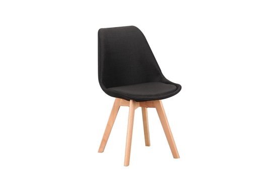 Καρέκλα υφασμάτινη μαύρη με ξύλινα πόδια