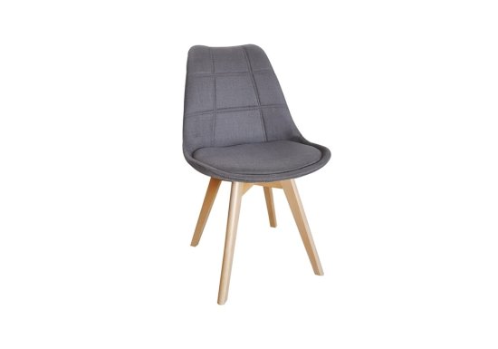 Υφασμάτινη γκρι καρέκλα με ξύλινο σκελετό