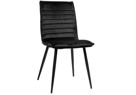 Άνετη μεταλλική καρέκλα με κάθισμα επενδεδυμένο από velvet ύφασμα μαύρο