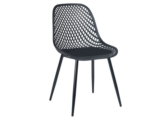 Αναπαυτική καρέκλα από μέταλλο με κάθισμα πολυπροπυλενίου μαύρο