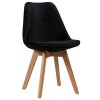 Αναπαυτική ξύλινη καρέκλα με κάθισμα από ύφασμα velvet μαύρο