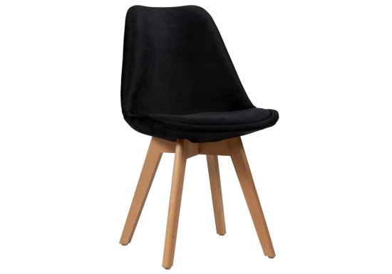 Αναπαυτική ξύλινη καρέκλα με κάθισμα από ύφασμα velvet μαύρο
