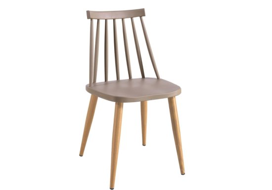 μεταλλική καρέκλα με κάθισμα από πολυπροπυλένιο μόκα