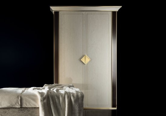 Μοντέρνα Ιταλική ντουλάπα από φτελιάς και χρυσό φινίρισμα - 2 διαστάσεις