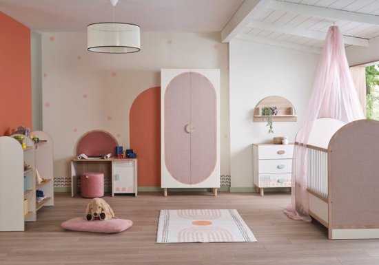 Ροζ Δίφυλλη Ντουλάπα για παιδικό δωμάτιο