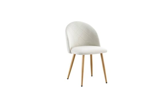Καρέκλα σχεδιασμένη σε χρώμα λευκό η οποία διαθέτει ξύλινο σκελετό.