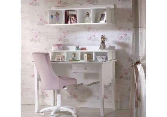 Γραφείο ιδανικό για παιδικό και εφηβικό δωμάτιο σε χρώμα λευκό το οποίο διαθέτει εταζέρα και ένα συρτάρι.