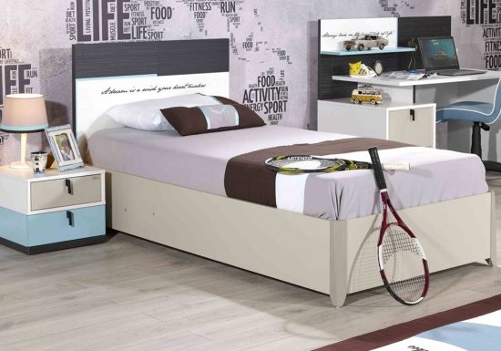 Κρεβάτι εφηβικού - νεανικού δωματίου σε unisex στυλ με αποθηκευτικό χώρο.